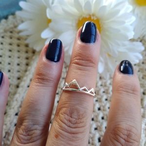 Silver mountain ring adjustable stackable nature